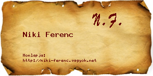 Niki Ferenc névjegykártya